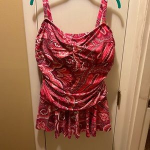 Shades of Fushia with white swimsuit